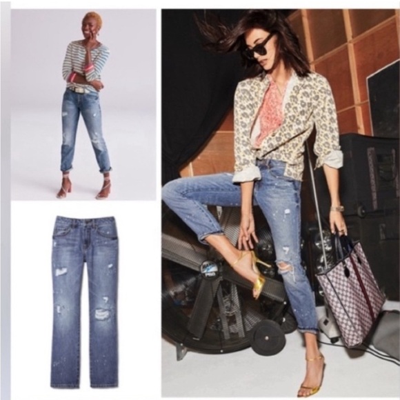 Cabi 5884 Distressed Paint Splatter 100% Boyfriend Jeans Womens Size 4 - Picture 7 of 7
